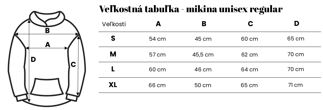 Velkostna tabulka mikina Liecive-2